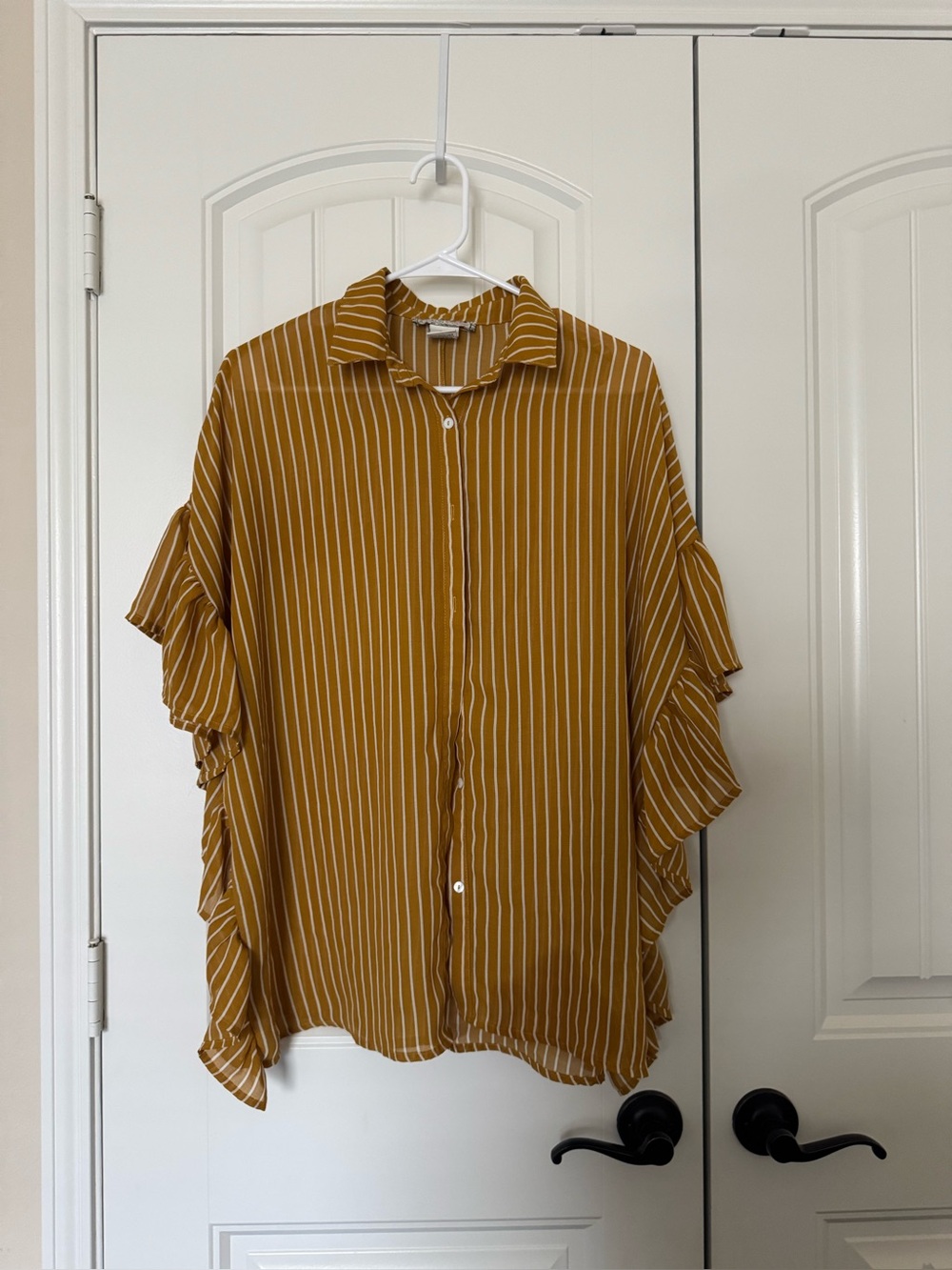 Flying Tomato Mustard Yellow Striped Button-Down Shirt